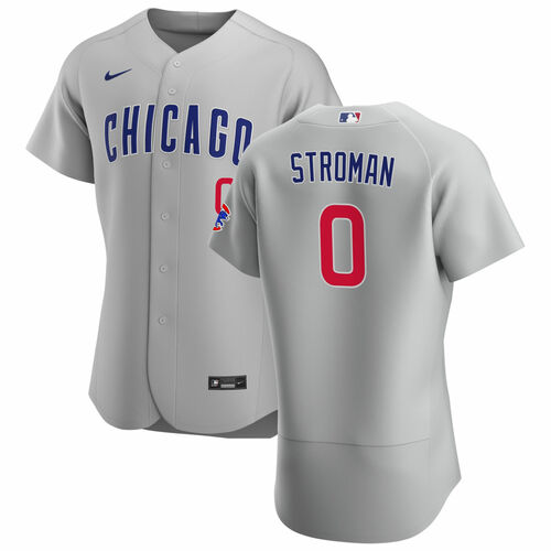 Men's Chicago Cubs #0 Marcus Stroman Grey Flex Base Stitched Jersey